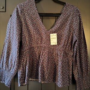 NWT Madewell Floral V-Neck Blouse (Sz Medium)